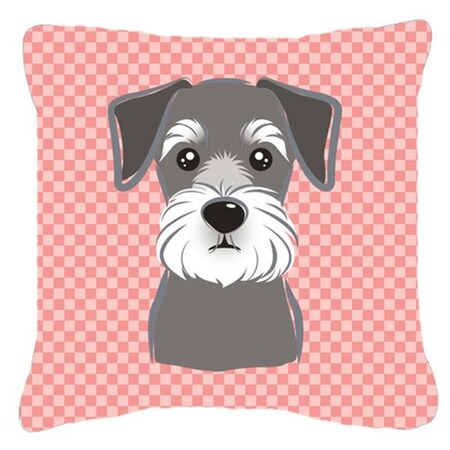 Carolines Treasures Carolines Treasures BB1206PW1414 Checkerboard Pink Schnauzer Fabric Decorative Pillow; 14 x 14 In. BB1206PW1414